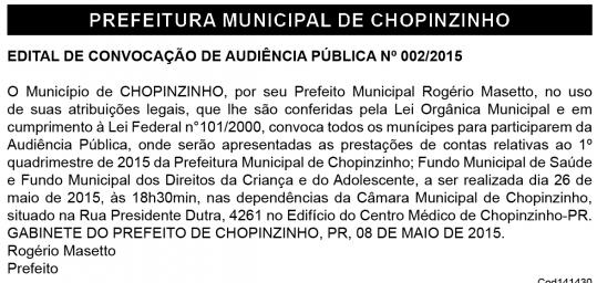 Audiência Pública do 1º quadrimestre de 2015