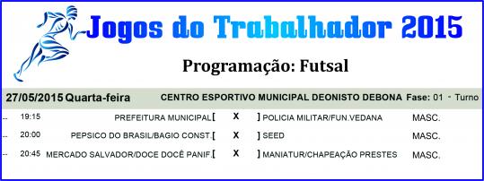Programação Jogos do Trabalhador - Futsal