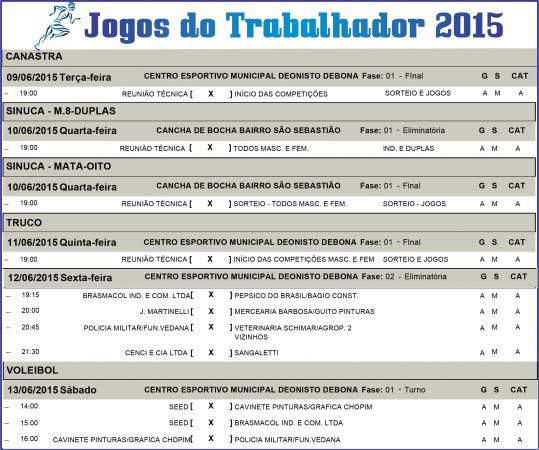 Acompanhe a programação dos Jogos do Trabalhador desta semana!