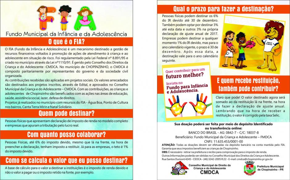 Conselho da Criança e do Adolescente inicia campanha de doação do Imposto de Renda