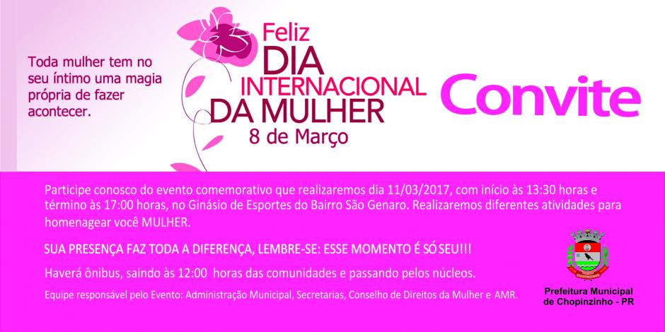 Comemoração do Dia da Mulher acontece 11 de março