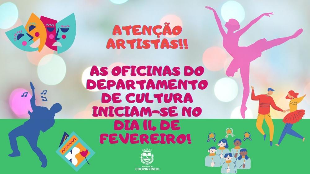 OFICINAS DO DEPARTAMENTO DE CULTURA INICIAM SUAS ATIVIDADES