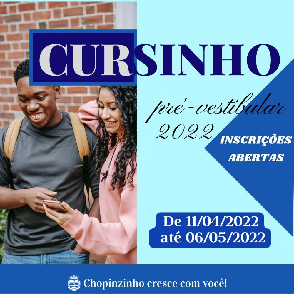 INSCRIÇÕES ABERTAS PARA CURSINHO PREPARATÓRIO PRÉ-VESTIBULAR E ENEM