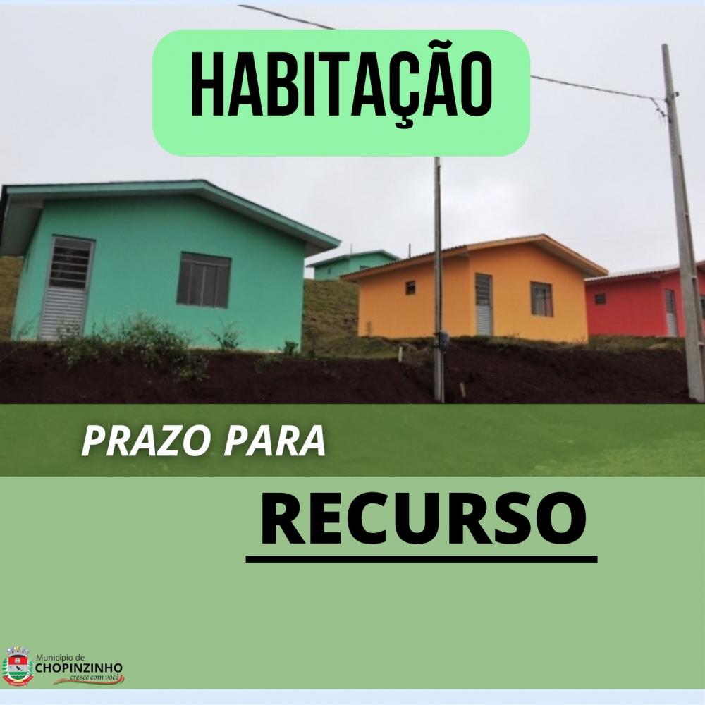 TEM INÍCIO HOJE O PRAZO PARA RECUSO PARA FAMÍLIAS INABILITADAS NO PROCESSO HABITACIONAL