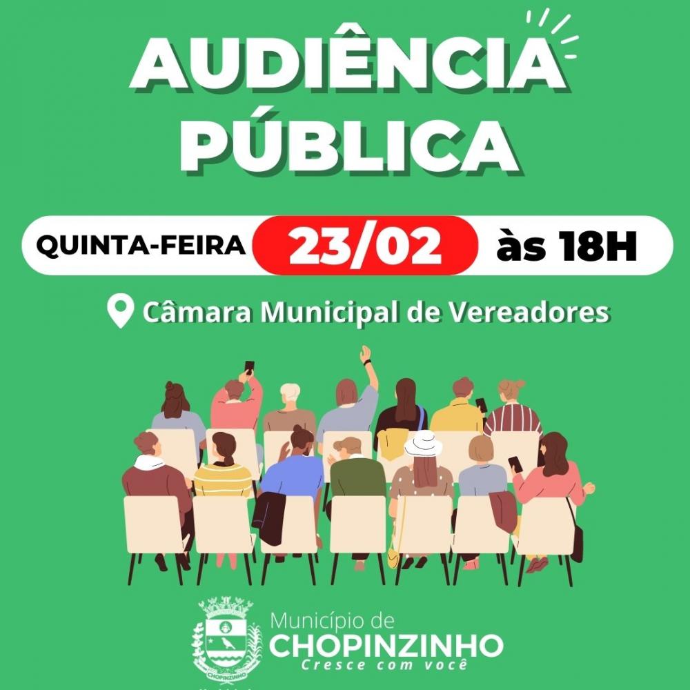 MUNICÍPIO DE CHOPINZINHO REALIZARÁ AUDIÊNCIA PÚBLICA