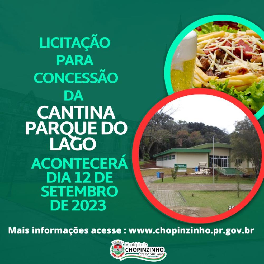 LICITAÇÃO PARA CONCESSÃO DA CANTINA PARQUE DO LAGO ACONTECERÁ NO DIA 12 DE SETEMBRO
