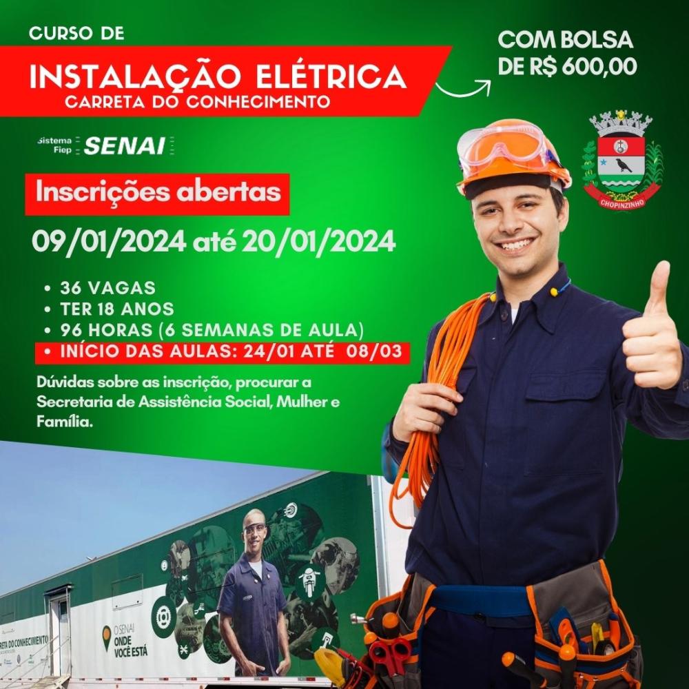 CHOPINZINHO OFERECERÁ CURSO PROFISSIONALIZANTE ATRAVÉS DO PROGRAMA CARRETA DO CONHECIMENTO.